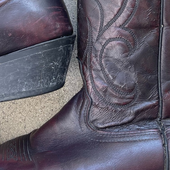 Laredo Black Cherry Burgandy Cowboy Boot Mens Size 11 D Leather Fox Vamp 6859 - Picture 11 of 16
